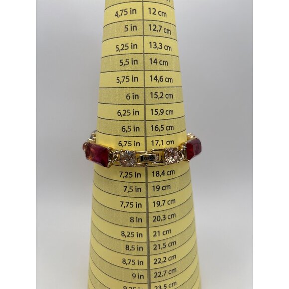 Napier Vintage 1990's Gold Tone Ombre Emerald Round Faceted Stone Plum Bracelet - Picture 4 of 4